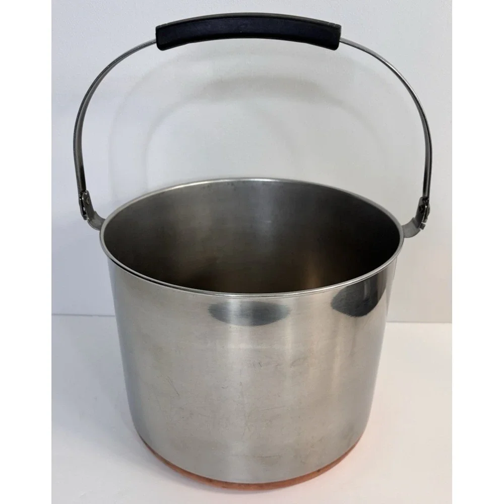 REVERE WARE 8 Qt Stock Pot Bail Handle No Lid Copper Bottom Pre-1968 USA Vtg